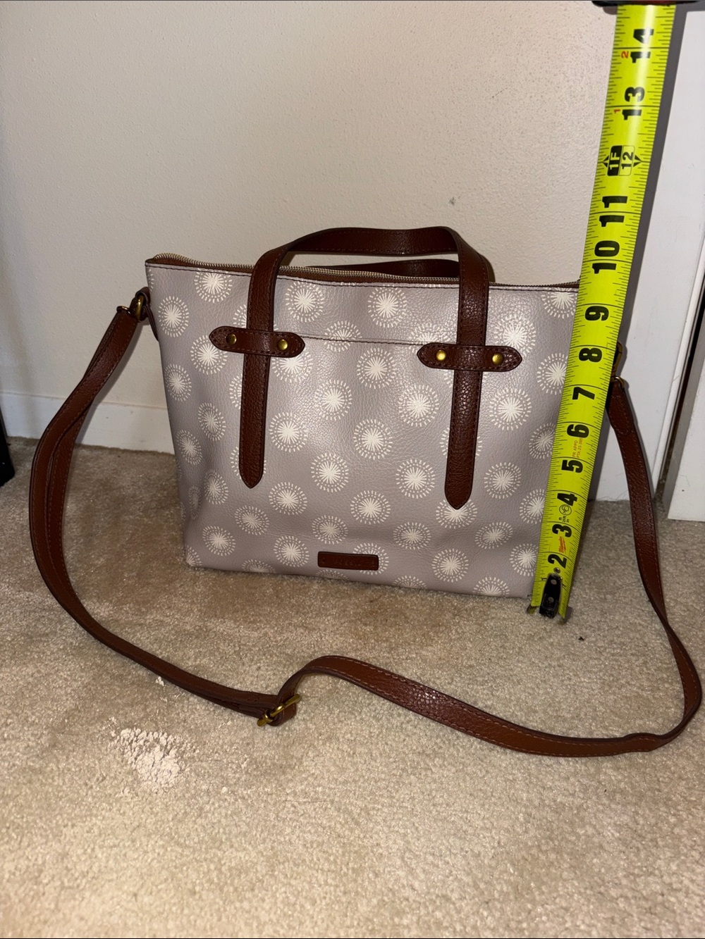 Fossil Gray Floral Pattern Purse - Picture 3 of 8